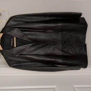 Vintage 80s Casini Firenze black leather blazer made in Italy SZ M 40"